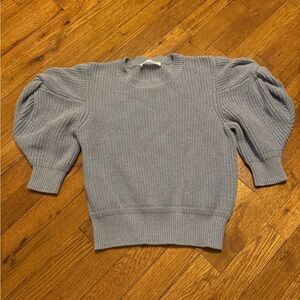 Frame Denim Sky Blue Puff Sleeve Sweater